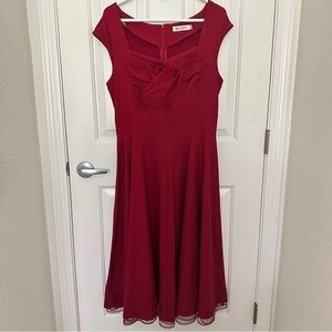 MUXXN Womens 1950's Retro Vintage Cap Sleeve XL Party Swing Dress Red Vintage